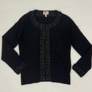 Embellished Black Knit Cardigan by Milly